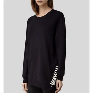 All Saints Side-Laced Kim Sweatshirt in Black Size XS